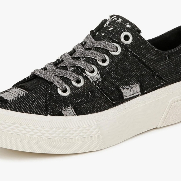 NWOT BLOWFISH MALIBU Walk On Distressed Sneakers Shoes Black Womens Size 10M - Picture 4 of 12